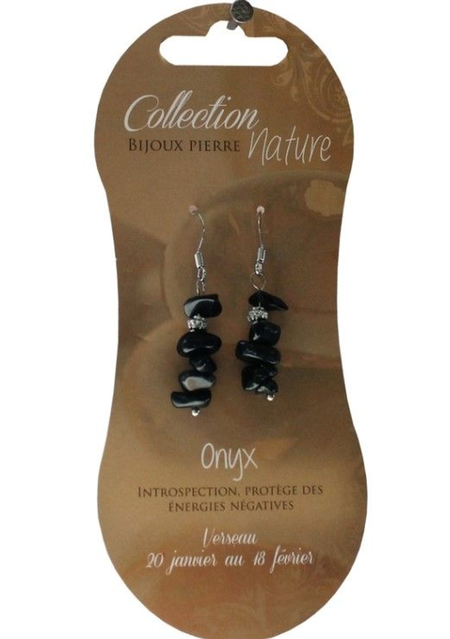 Boucles d'oreilles pierres baroques - Onyx