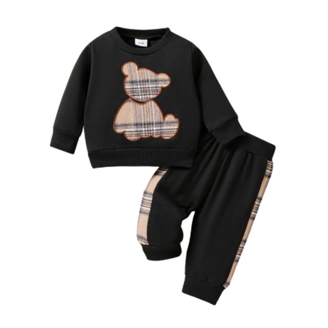 2-delige set broek met trui beer zwart 