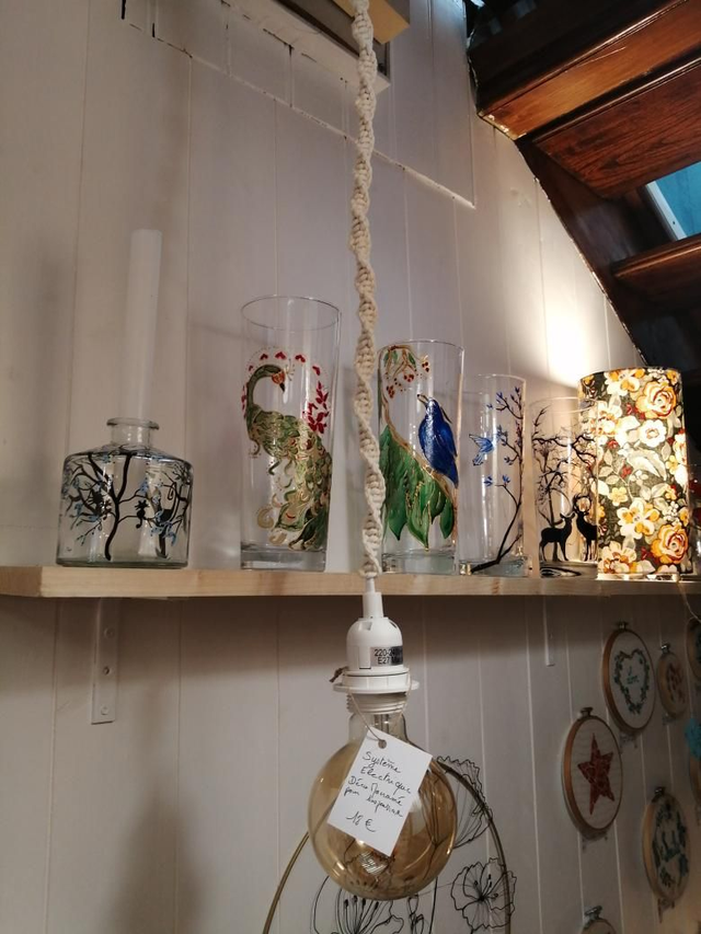 Alimentation électrique pour suspension macramé beige