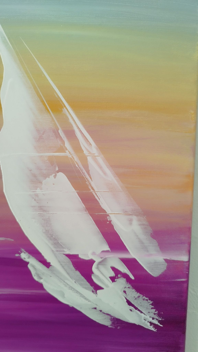 Art contemporain tableau peinture toile œuvre d'art originale bateaux voiliers