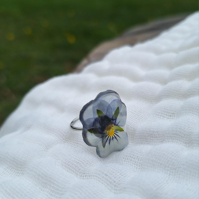 Bague petite Pensée • Viola cornuta • argenté