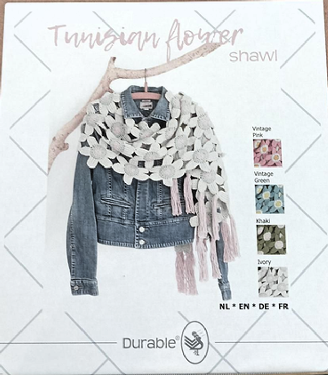 Durable: Tunisian bloemen shawl