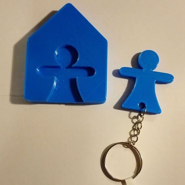 3D Printed Wall Mounted Key Holder &amp; Keyring  Male Or Female - 8 Colours