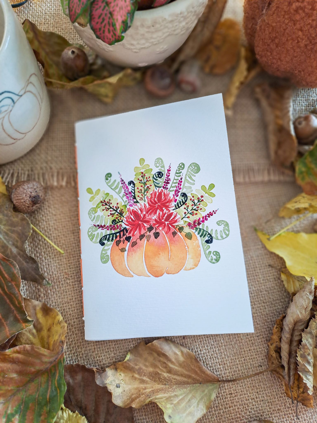 Carnet de notes Citrouille fleurie