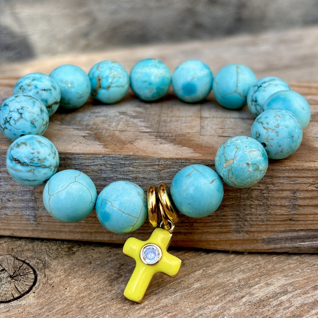 Bracelet Croix Pop Turquoise naturelle