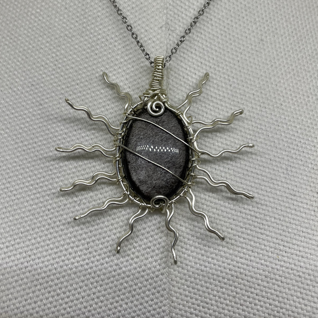 Silberner Obsidian Sonnenanhänger