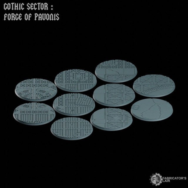Grimdark Industrial Scenic Bases – 90mm round