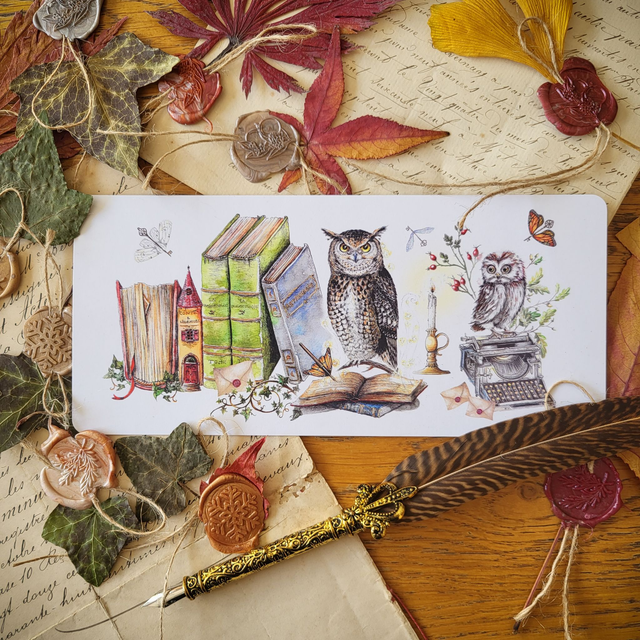 Carte &quot;Bibliothèque aux hiboux&quot;