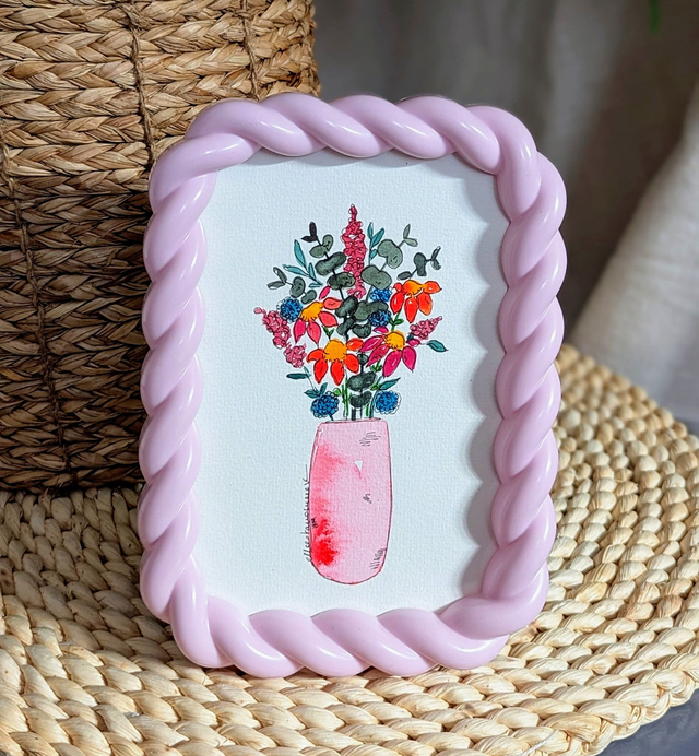 Rose Douceur - Aquarelle Originale avec cadre