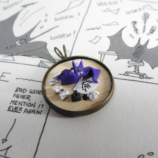 Bat drawing comics – weird collaborative Miniature Sculpture with Paul Winck