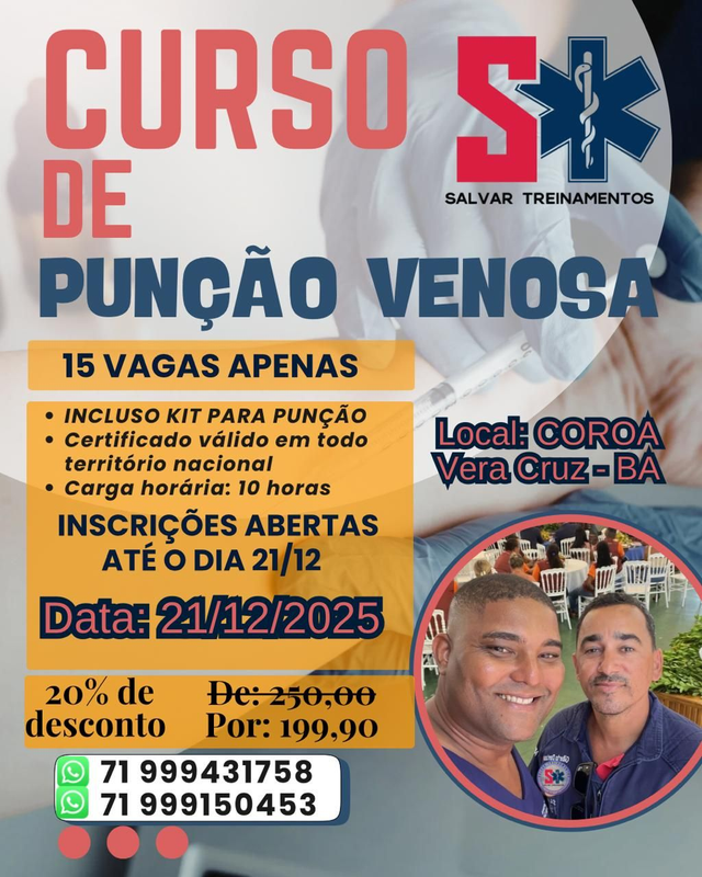 CURSO DE PUNÇÃO VENOSA - PRESENCIAL