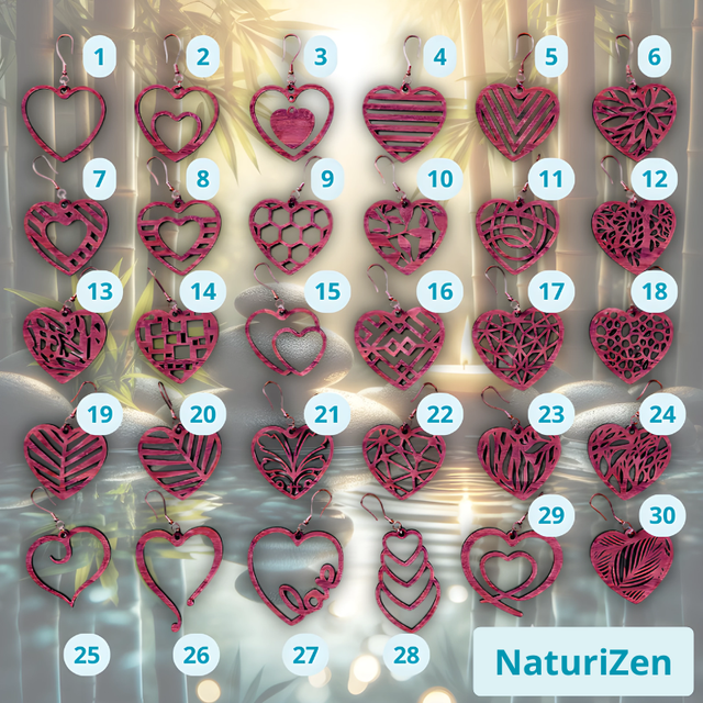 Boucles d&#039;Oreilles en Bois de Style Cœur avec Crochets en Argent 925 🌟❤️