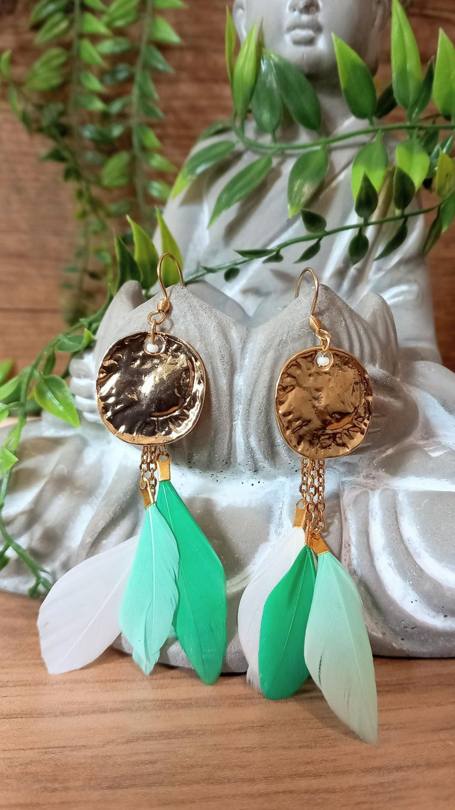 Boucles d&#039;oreilles &quot;Paradisié&quot; vert