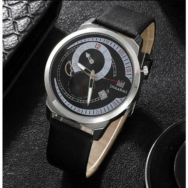 Montre homme bracelet cuir noir