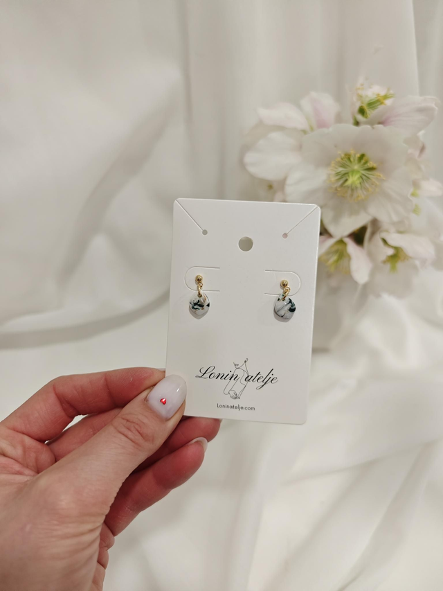 Greeen elegant marble kolekcija - mini viseči uhani marmor