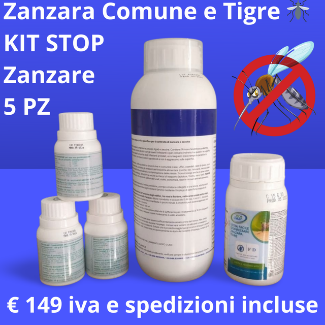 Kit Disinfestazione STOP Zanzare Comune e Tigre 5 PZ