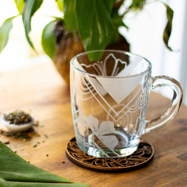 Tasse en verre - motifs géométriques