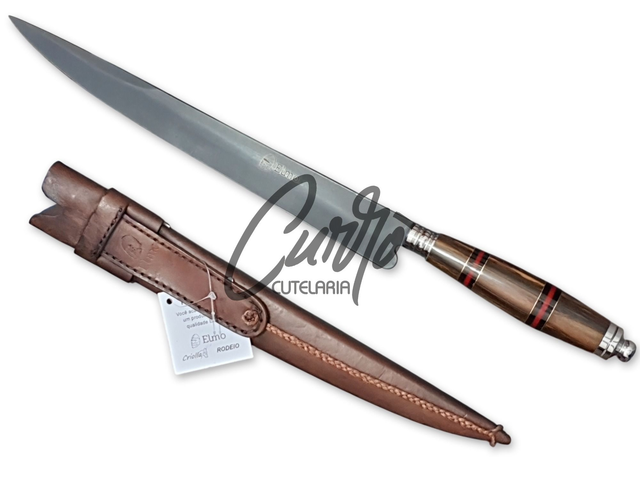 Faca Adaga Gaúcha Elmo Javalizeira Aço Carbono 12 Pol Bainha