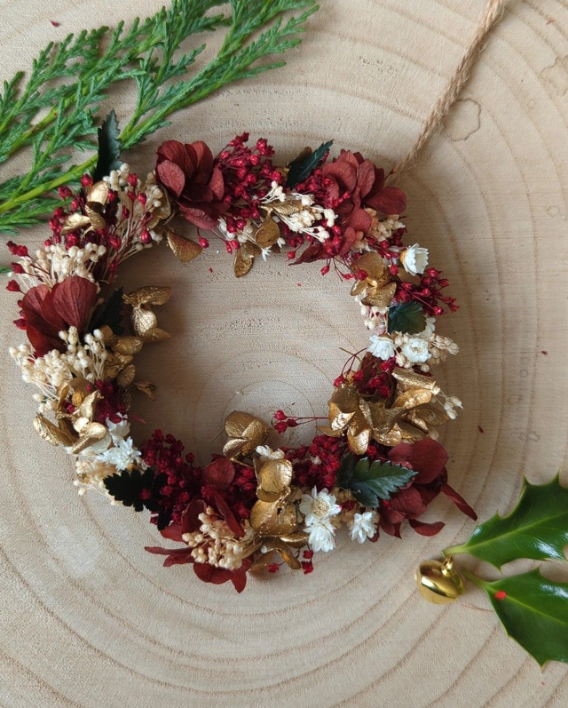 Couronne de Noël - Gold X Burgundy