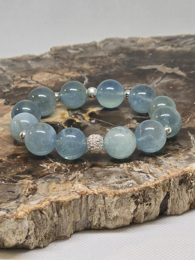 Bracelet Aigue marine XL 1,2 cm