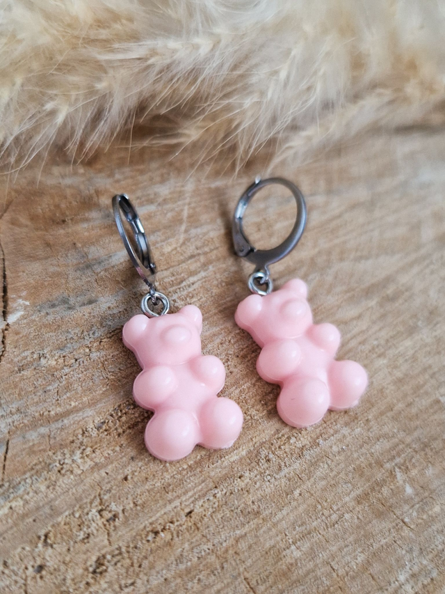 Boucles d'oreilles "Oursons" - Modèle rose clair