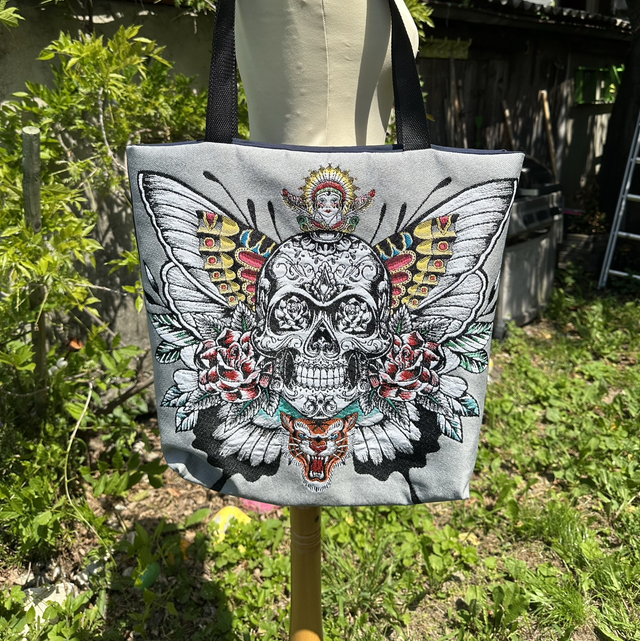 Grand sac tête de mort ailé