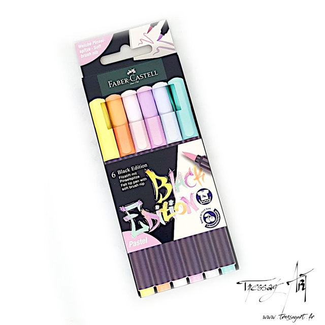 FABER CASTELL - 6 FEUTRES BLACK EDITION PASTEL - FB013