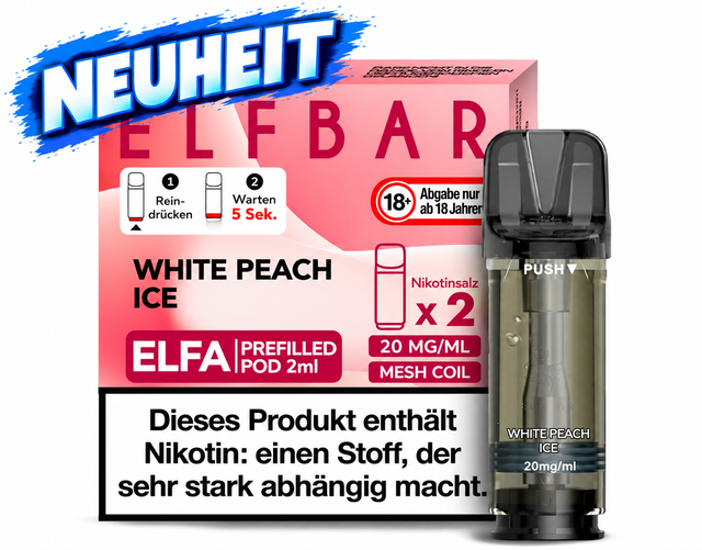 ELFBAR ELFA Pods – White Peach Ice – 20 mg/ml – 2er Pack