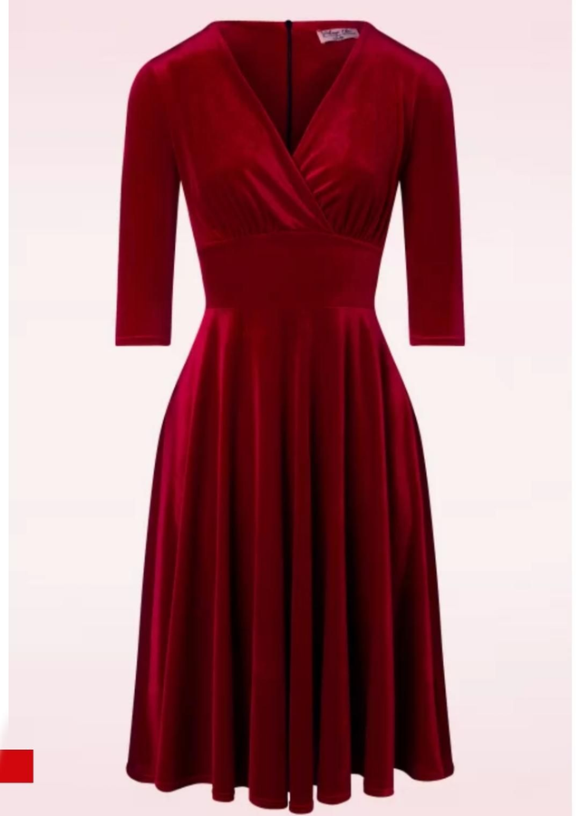 Robe Vintage chic Corolle Maddison 1950s velvet red T46/50