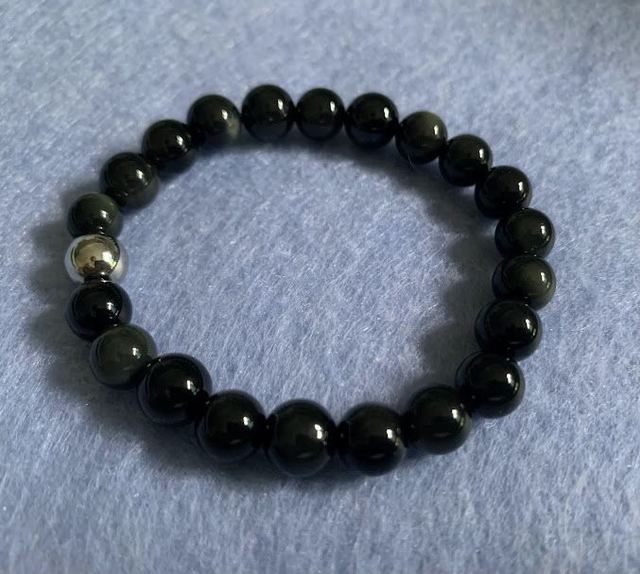 Bracelet Obsidienne Noire - Perles de 8mm