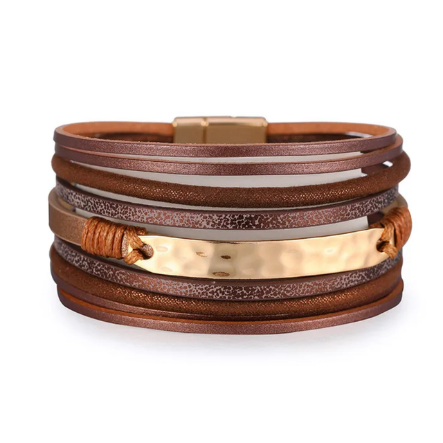 Multi Strand Boho Brown Sparkle Rope Wrap Bracelet