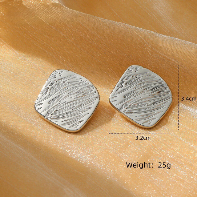 Square Forged Earrings Silver