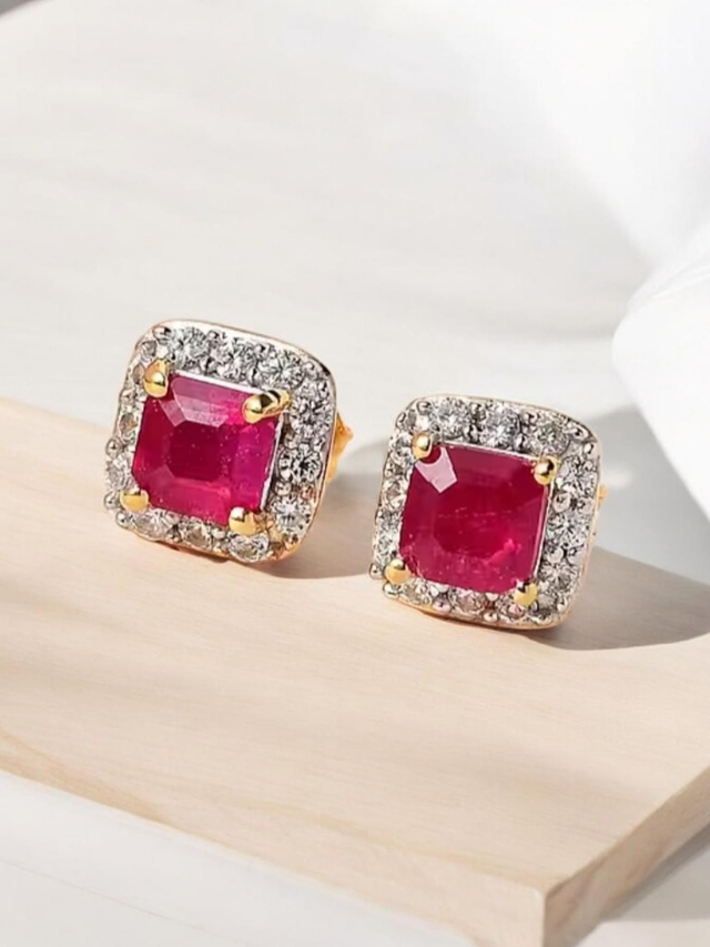 Natural African 2.50 Carat Rubies Stud Earrings.