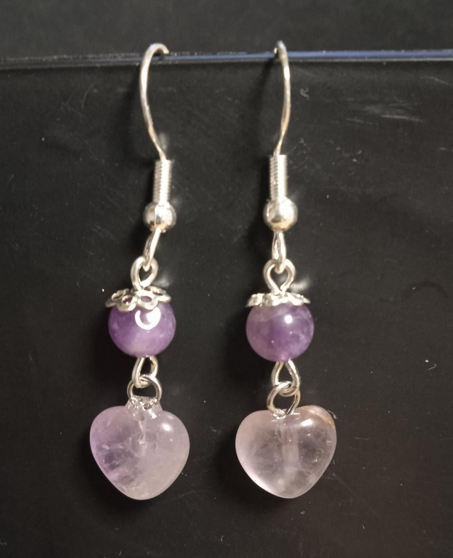 améthyste (boucles d'oreilles "coeurs") 