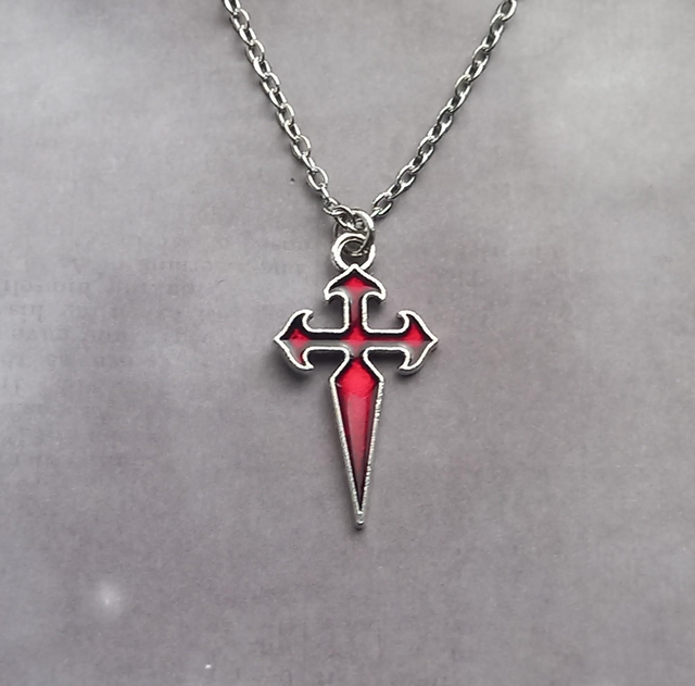 Red Gothic Cross Necklace 