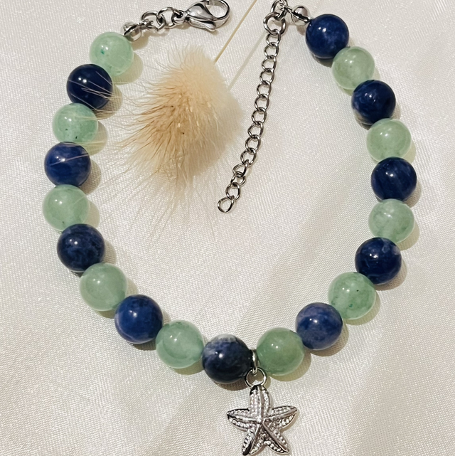Sodalite du Brésil et Aventurine Verte 8 mm
