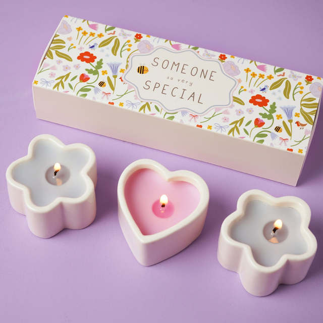 Someone Special Gift Set – 3 Mini Heart &amp; Flower Candles