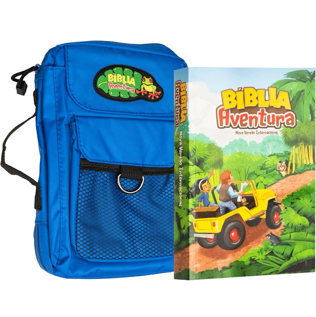 Bíblia Aventura para crianças, NVI, edição especial com bolsa azul, Leitura Perfeita