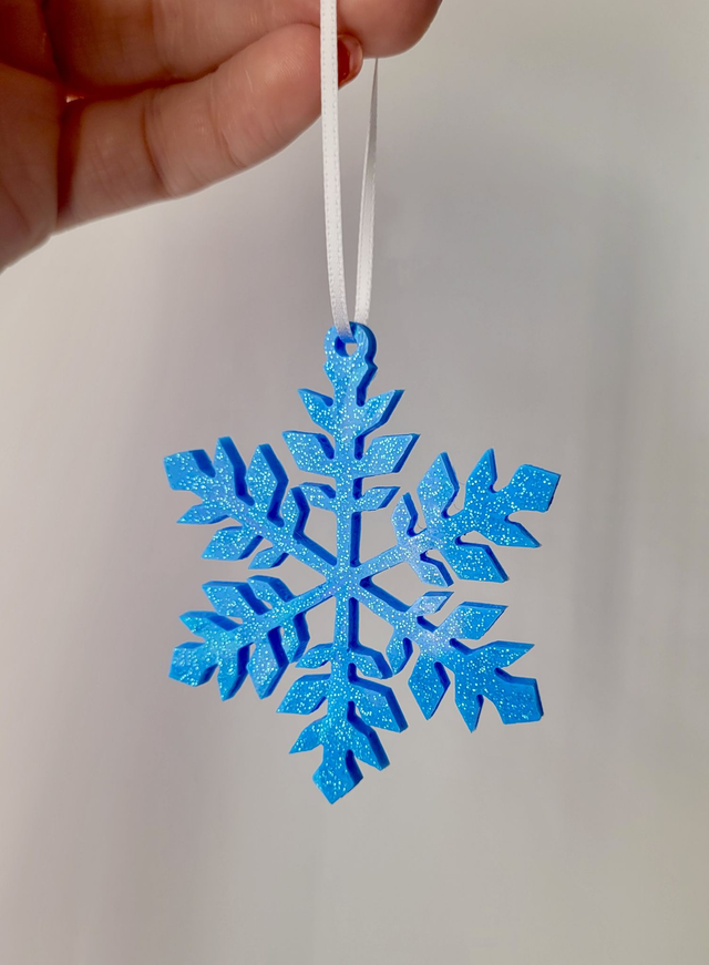 Bright Blue Glitter Classic Snowflake Style