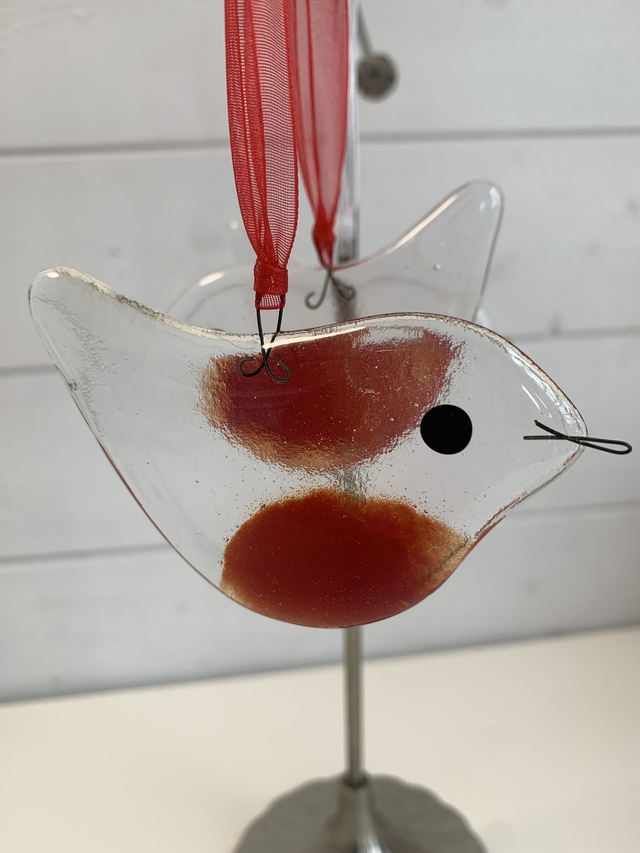 Fused Glass Christmas Robin Decoration