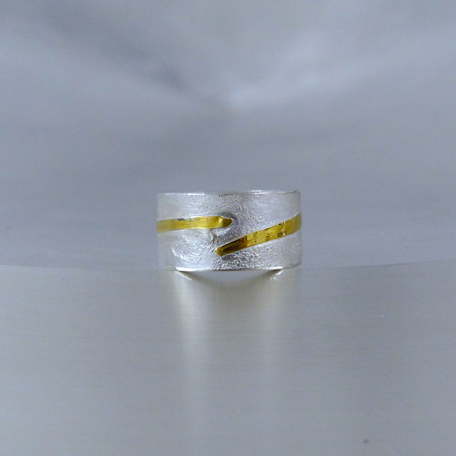 Ring Silber mit Gold 900/- aufgeschweißt