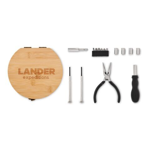 15 piece tool set bamboo case