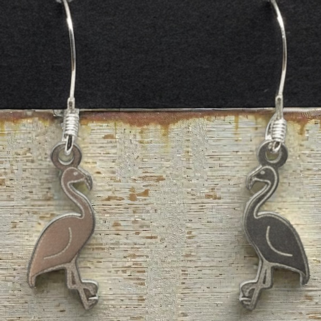 Sterling silver Flamingo drop earrings 