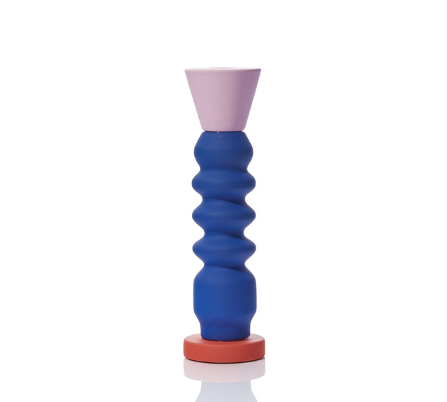 COBALT tall candlestick holder -  Cobalt