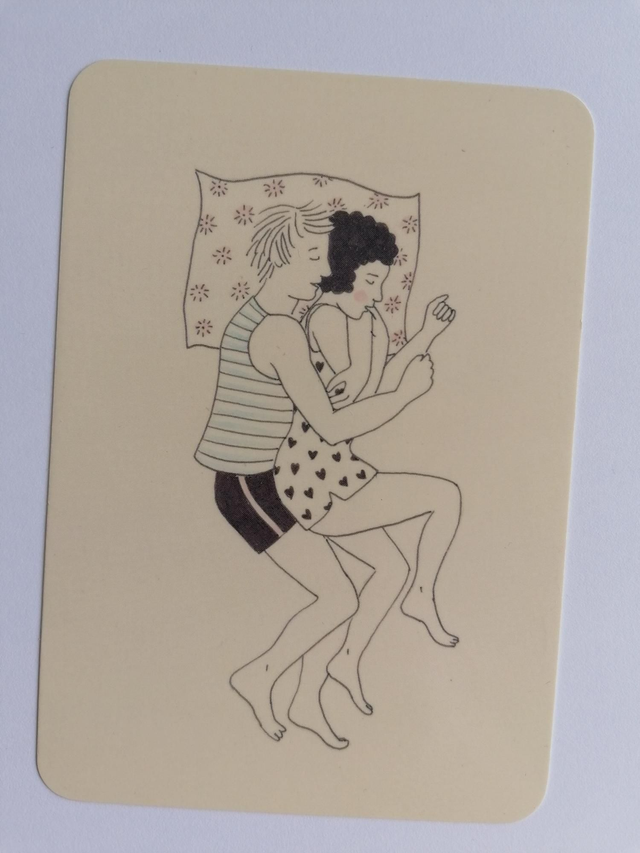 Postkaart "Lepeltjes man-vrouw"