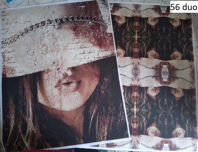 Double Panneau Femme au chapeau en polyester imperméable - 39x49cm 