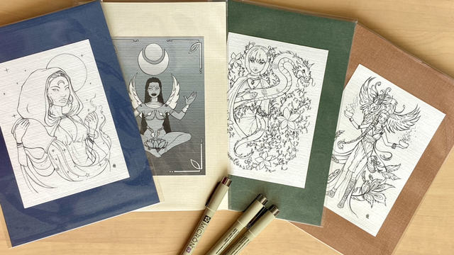 Cartes Femmes déesses sur papier irisé