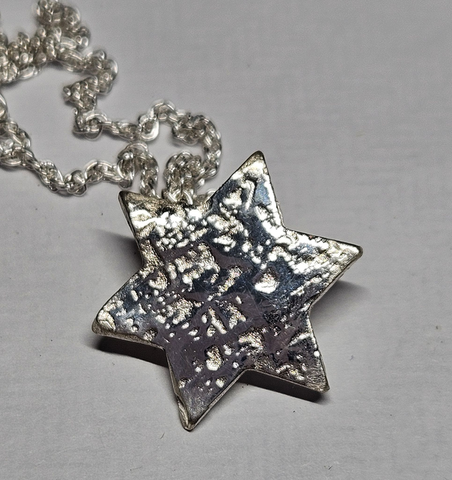 Star textured fine silver pendant