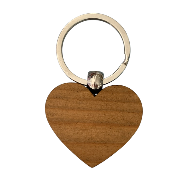 Heart Shape Wooden Keyring 