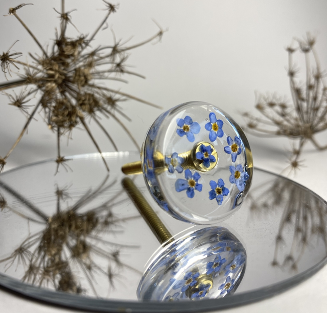 Bouton de meuble myosotis 